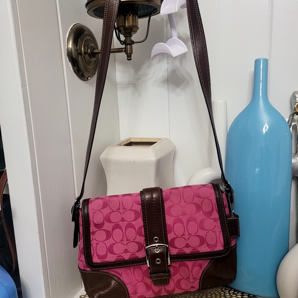 Coach Y2K SOHO Signatute C Pink Brown Leather - Picture 3 of 8